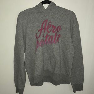 Grey Aeropostale sweatshirt with pink lettering